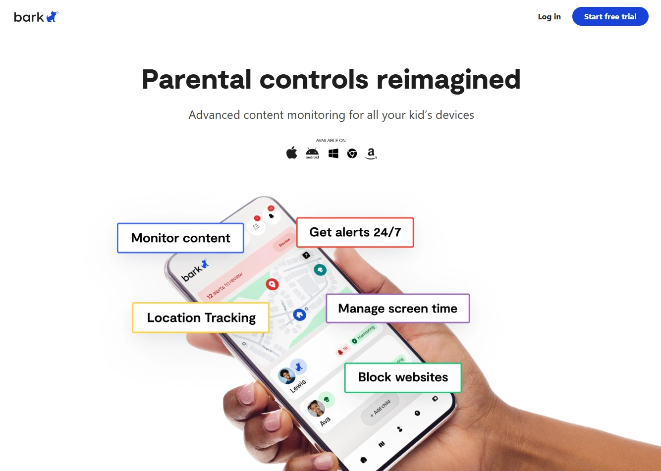 Screenshot of the Bark Home Page hero section.