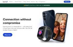 Screenshot of the Bark phone landing page for neurodivergent kids.