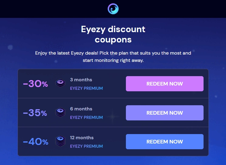 Screenshot of the Eyezy Discount Coupon Codes landing page hero section.