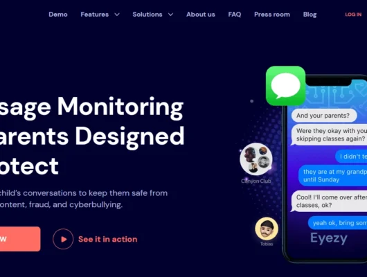 Screenshot of the Eyezy iMessage landing page hero section.