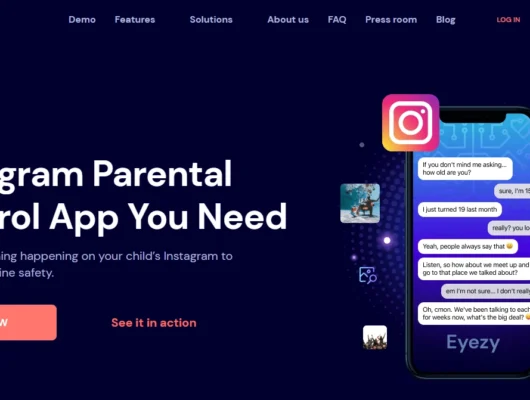 Screenshot of the Eyezy Instagram landing page hero section.