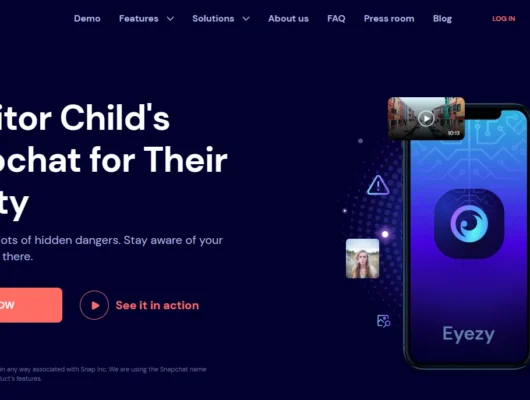 Screenshot of the Eyezy Snapchat landing page hero section.