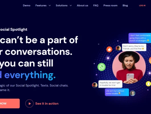 Screenshot of the Eyezy Social Spotlight landing page hero section.