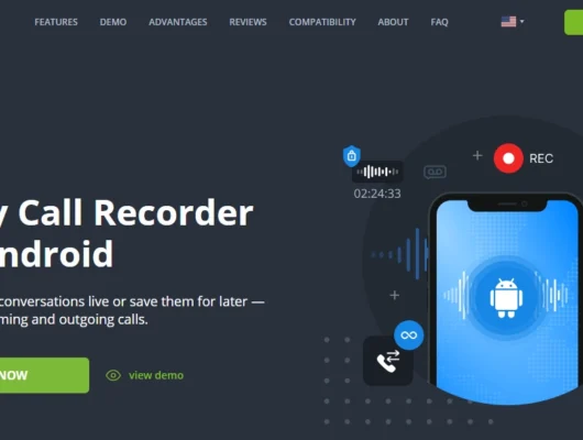 Screenshot of the mSpy Call Recorder landing page hero section.
