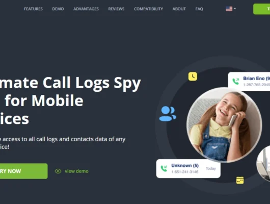 Screenshot of the mSpy Calls Tracking landing page hero section.