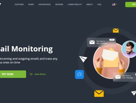 Screenshot of the mSpy Email Tracking landing page hero section.