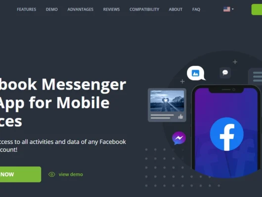 Screenshot of the mSpy Facebook Messenger Tracking landing page hero section.