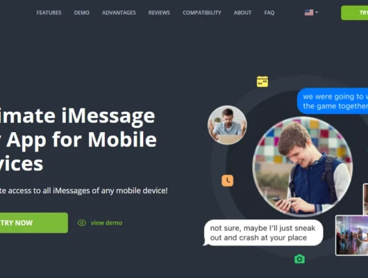 Screenshot of the mSpy iMessage Tracking landing page hero section.
