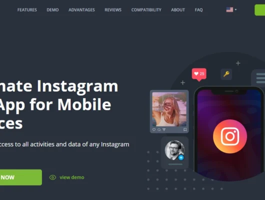 Screenshot of the mSpy Instagram Tracking landing page hero section.