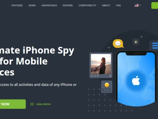 Screenshot of the mSpy iPhone Tracking landing page hero section.