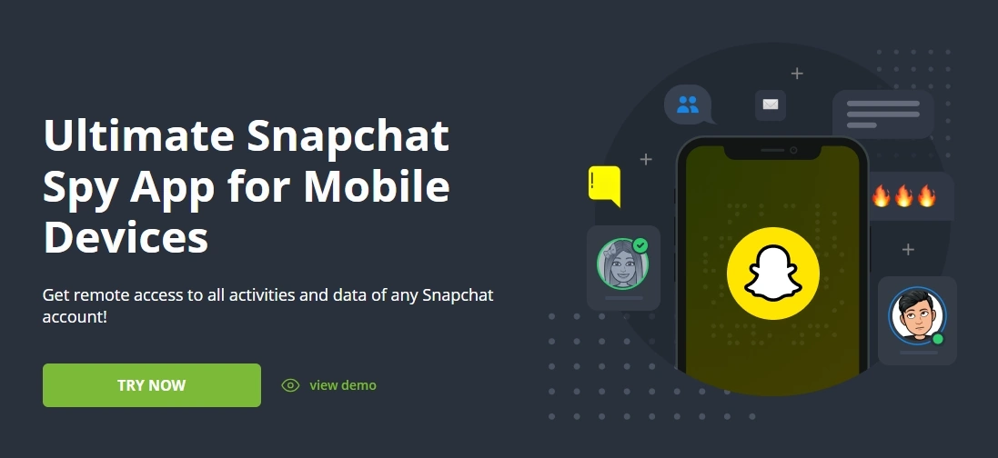 Screenshot of the mSpy Snapchat Tracking 159 landing page hero section.