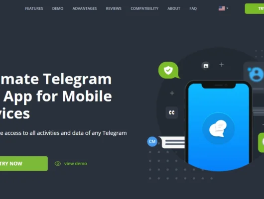 Screenshot of the mSpy Telegram Tracking landing page hero section.