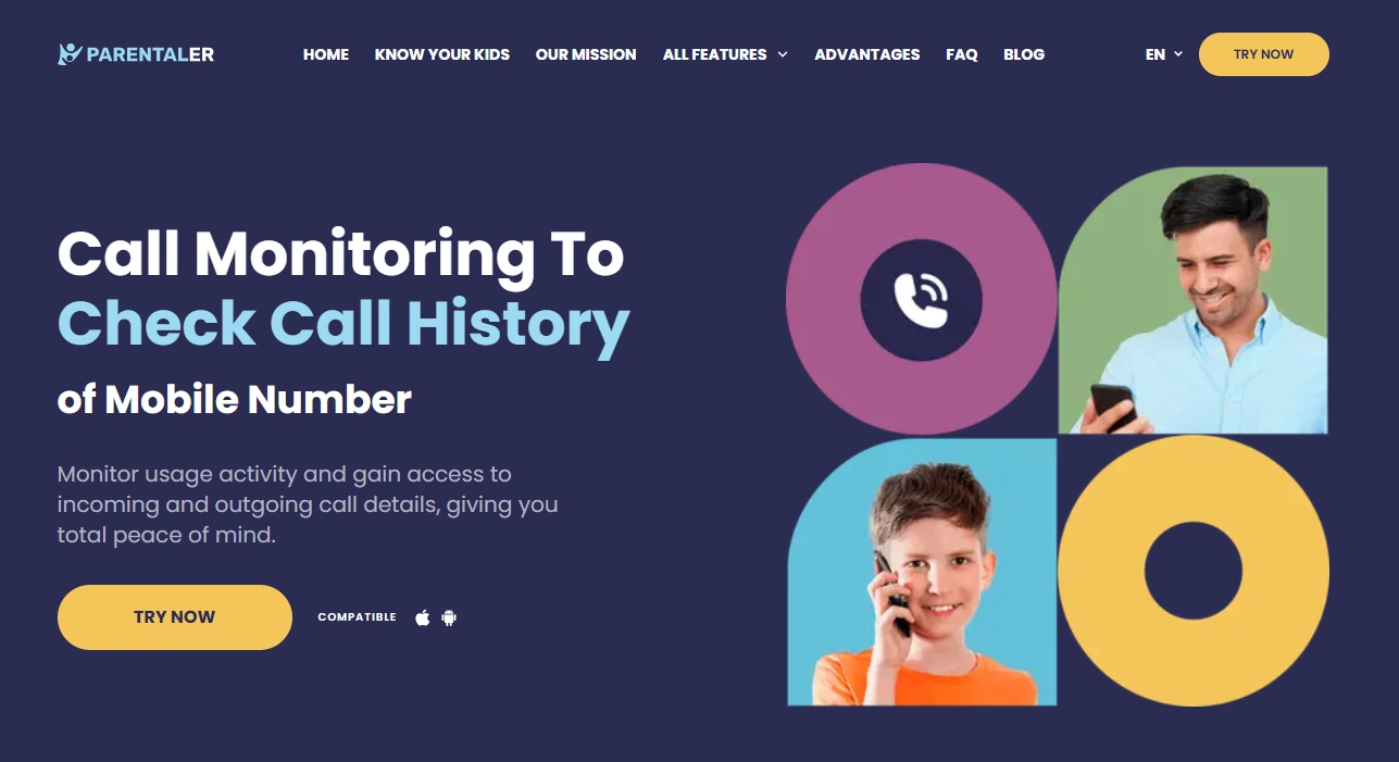 Screenshot of the Parentaler Call landing page hero section.