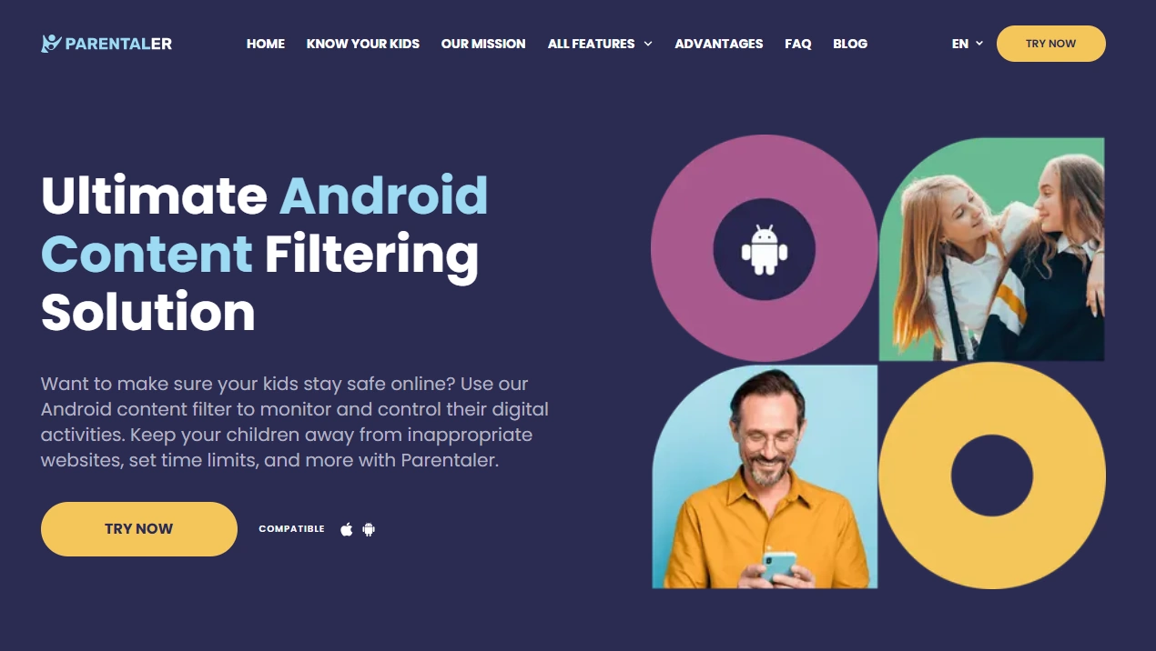 Screenshot of the Parentaler Default URL landing page hero section.
