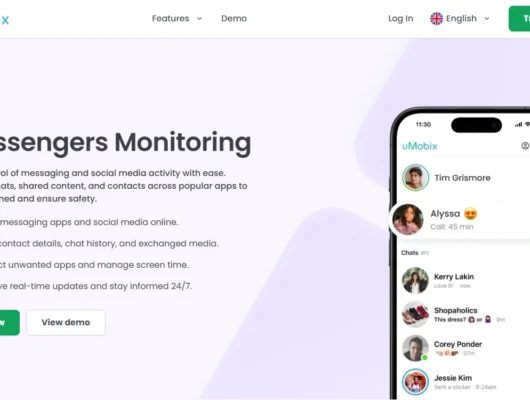 Screenshot of the uMobix Facebook Messenger Monitoring landing page hero section.