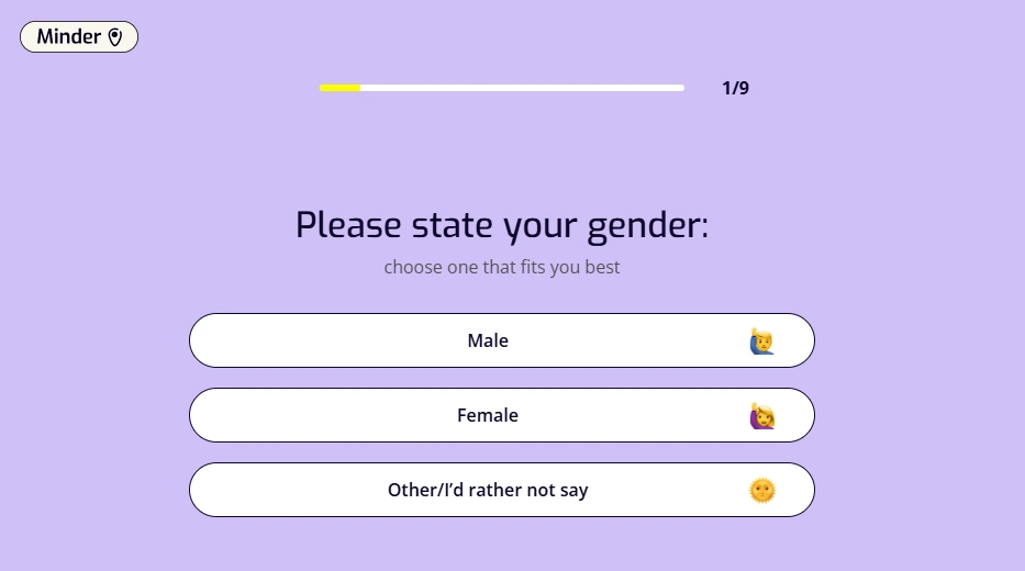Screenshot of the uMobix QUIZ Minder landing page hero section.